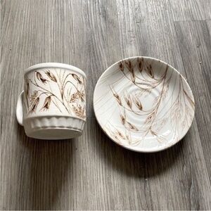 Vintage 70’s WILD OATS English Ironstone hand engraved tea cup & saucer set.